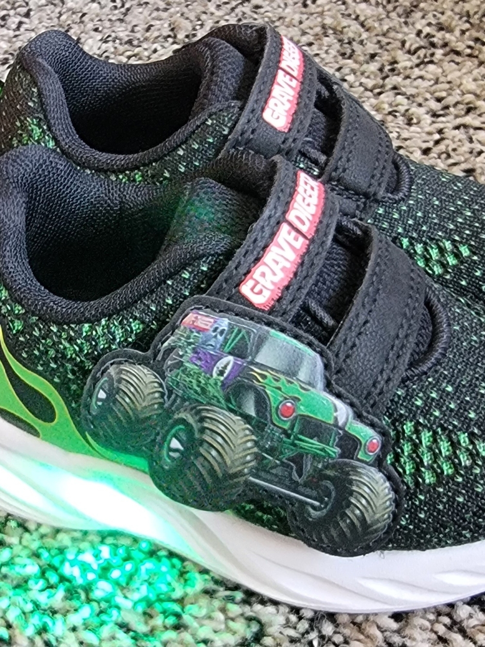 Monster Jam Toddler Light-Up Sneakers with Monster Truck Accent Size 5